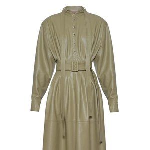 💙 HOST PICK 💙 OATMEAL MATERIEL TBILISI ECO LEATHER OPEN BACK DRESS